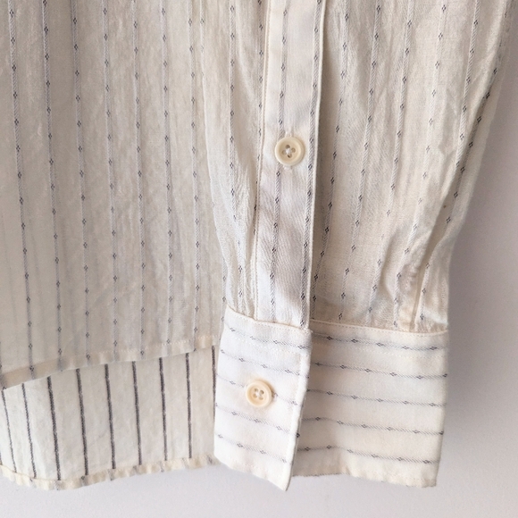 Yigal Azrouel Cream Beige Ivory Stripes Button Down Shirt USA Israel S - Picture 9 of 14